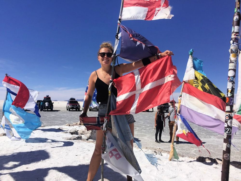 Världens flaggor vid Uyuni