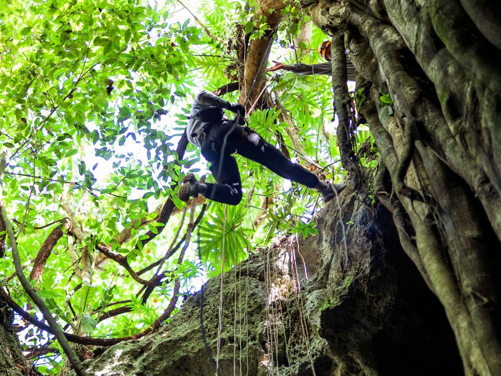 Rappellering i grotta